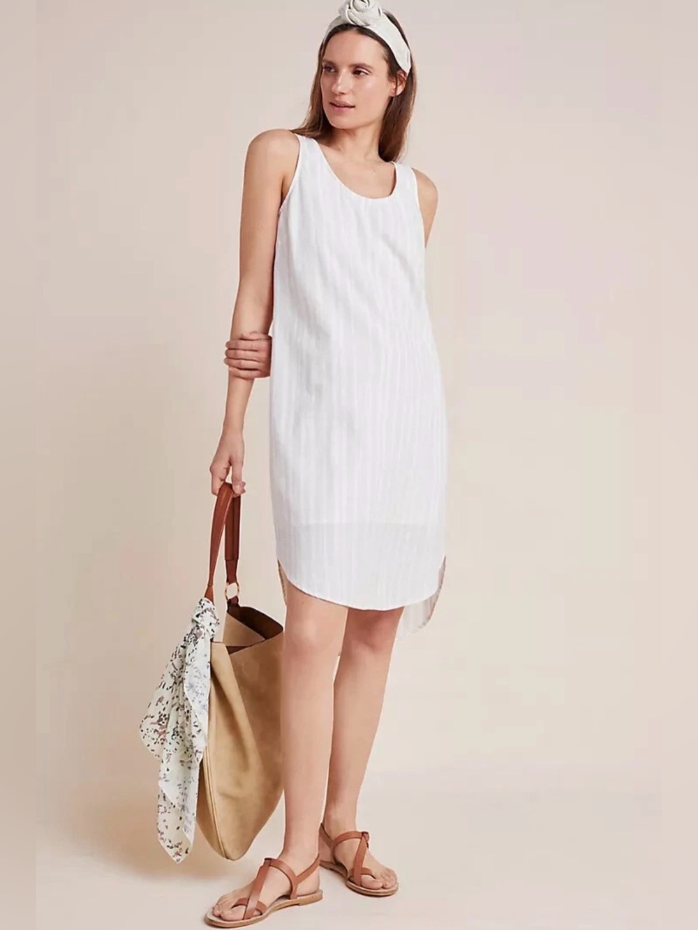 Anthropologie Cloth & Stone Bow-Tied Chambray Dress - Small
